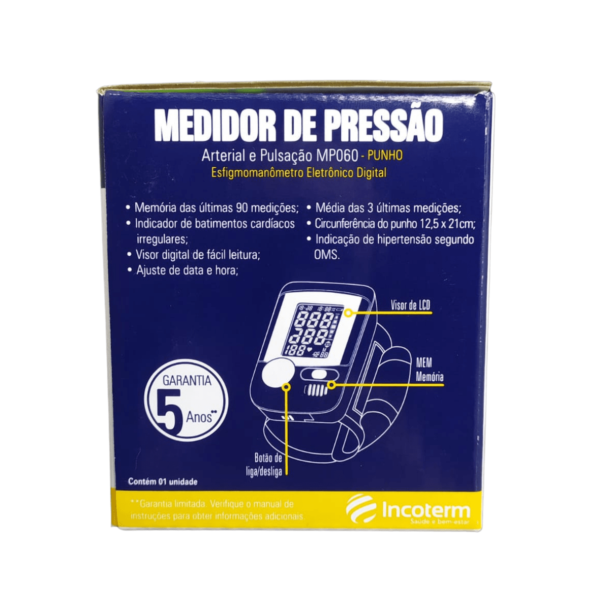 Aparelho de Pressão Digital de Pulso MP060 Incoterm Oxímetro Brasil