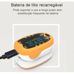 Oxímetro de Dedo Infantil Neonatal Boxym - Oxigenação e Batimentos Cardíacos + Carregador USB + Cordão de Segurança de Ursinho