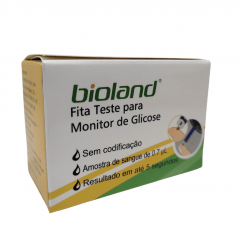 FITA TESTE MONITOR DE GLICOSE E GLICOSÍMETRO - CAIXA COM 50 TIRAS - CODE FREE - G500 - BIOLAND