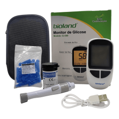 Glicosímetro Bioland G500B Azul Medidor Glicose Aparelho Glicemia G500  Digital P/ Medir Diabetes